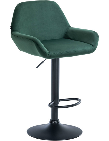 Tabouret de bar moderne en Velours Vert foncé Métal Noir Gylvan - 1