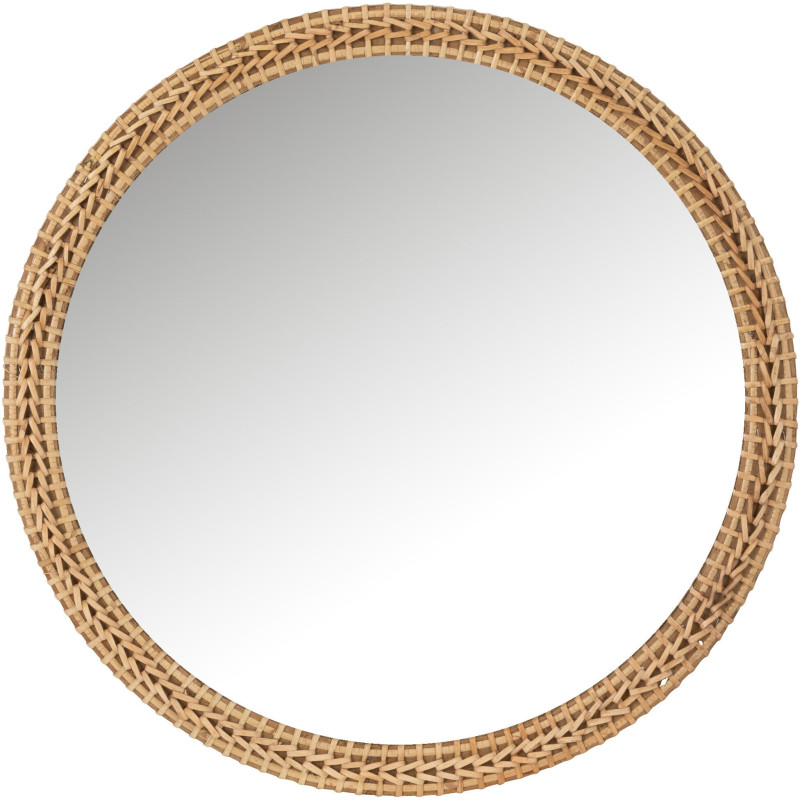 Miroir Mural Rond en Bois de sapin Naturel Layana - 1