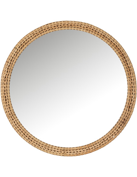 Miroir Mural Rond en Bois de sapin Naturel Layana - 1