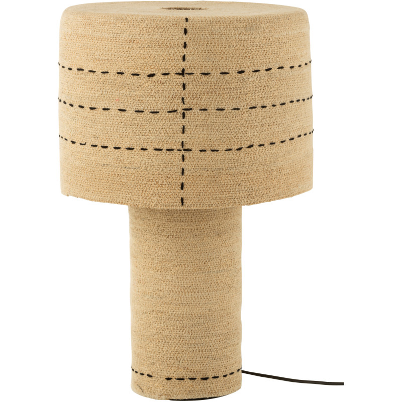 Lampe à poser en Jonc de mer Naturel Noir Motif tirets Emna - 1
