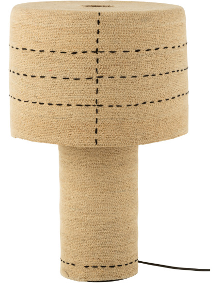 Lampe à poser en Jonc de mer Naturel Noir Motif tirets Emna - 1