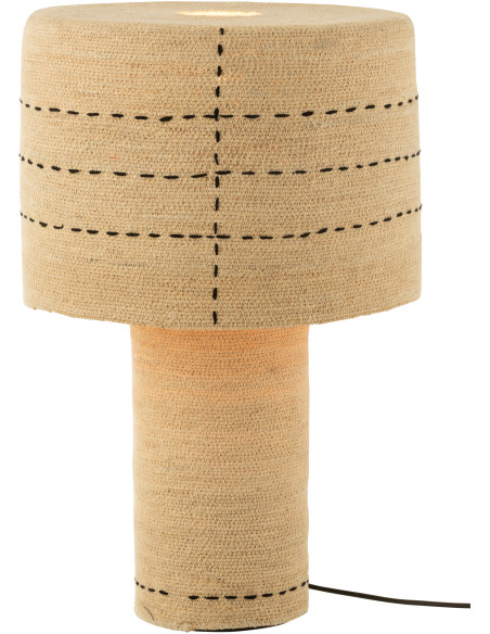 Lampe à poser en Jonc de mer Naturel Noir Motif tirets Emna - 2