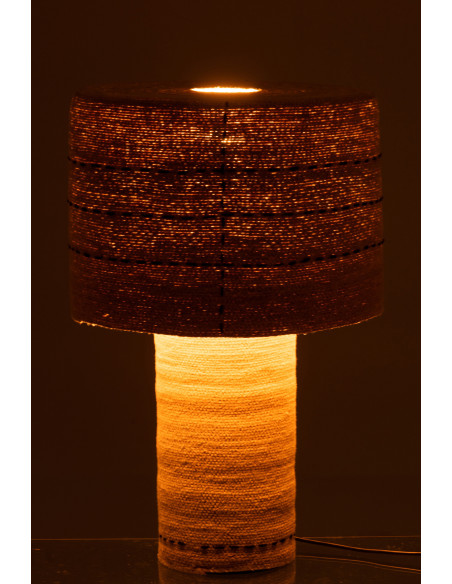 Lampe à poser en Jonc de mer Naturel Noir Motif tirets Emna - 3