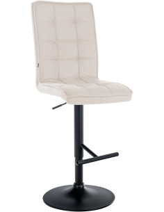 Tabouret de bar Dossier haut en Tissu Blanc crème Métal Noir Liam - 1
