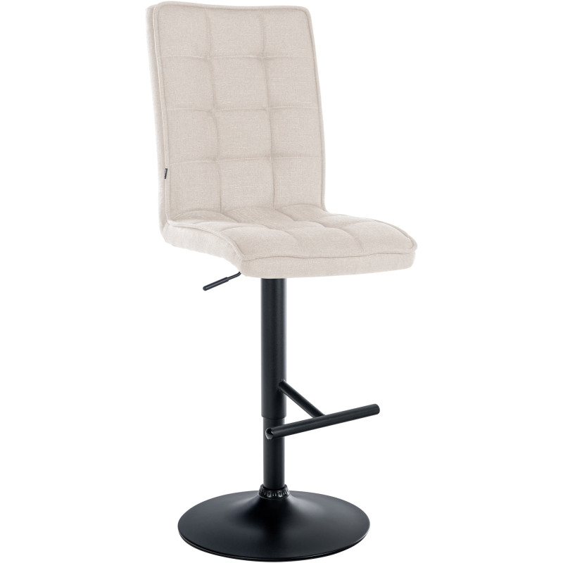 Tabouret de bar Dossier haut en Tissu Blanc crème Métal Noir Liam - 1