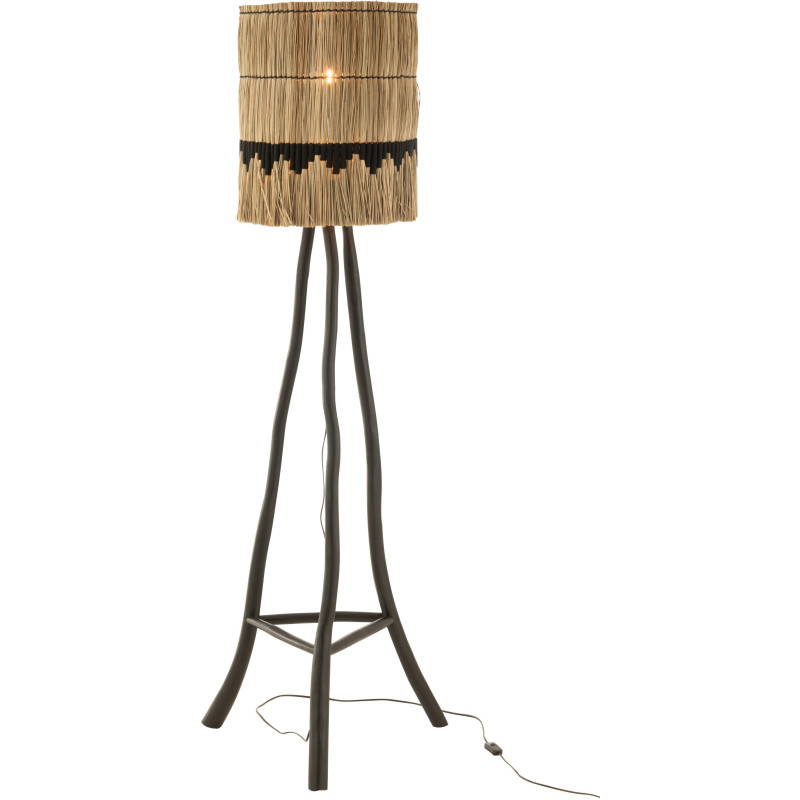 Abat-jour pour suspension 45 cm en Herbe Naturel Noir Avec frange Josselyne - 2