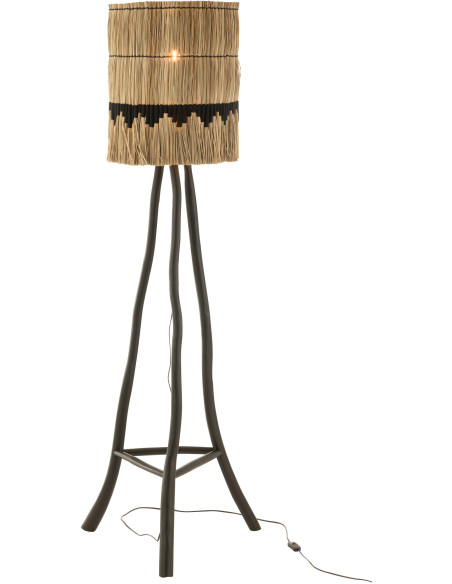 Abat-jour pour suspension 45 cm en Herbe Naturel Noir Avec frange Josselyne - 2