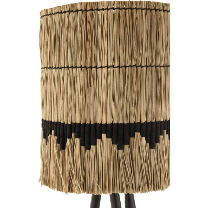 Abat-jour pour suspension 45 cm en Herbe Naturel Noir Avec frange Josselyne - 3
