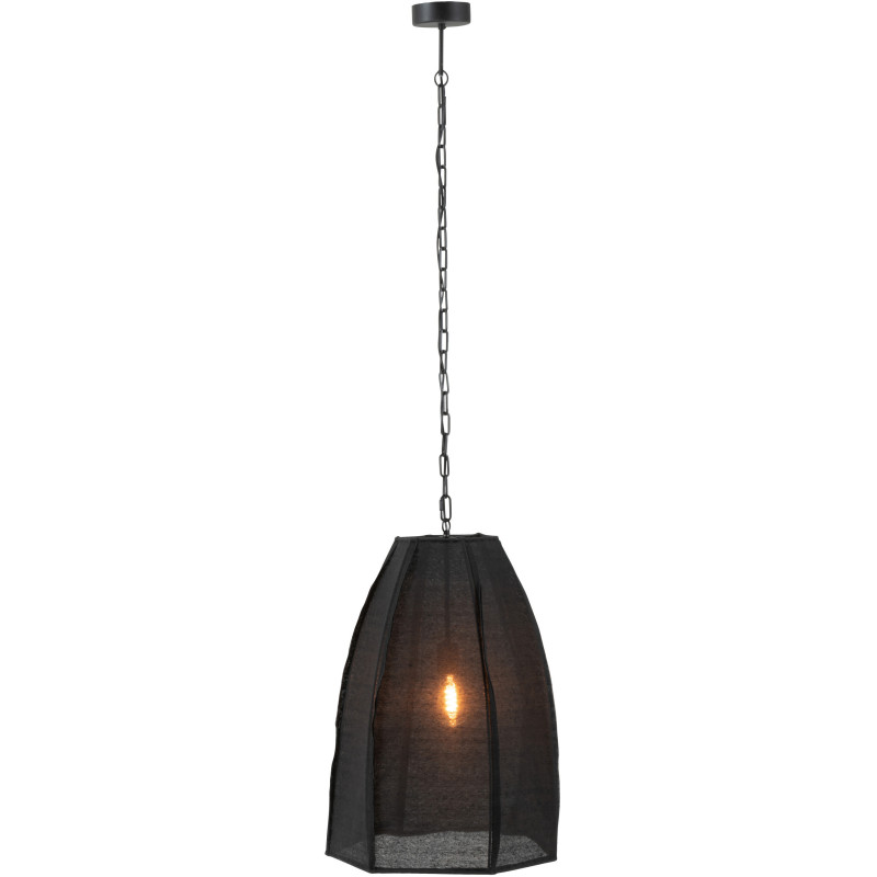 Suspension Haute 50 cm en Lin Noir Métal Pear - 2