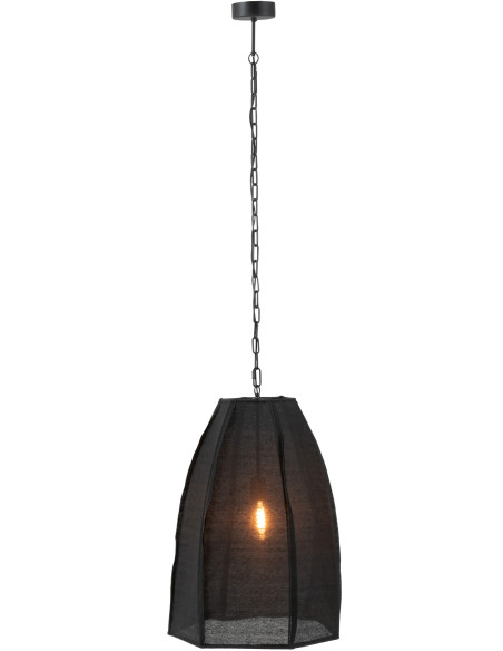 Suspension Haute 50 cm en Lin Noir Métal Pear - 2