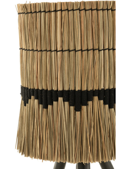 Abat-jour pour suspension 30 cm en Herbe Naturel Noir Avec frange Josselyne - 2