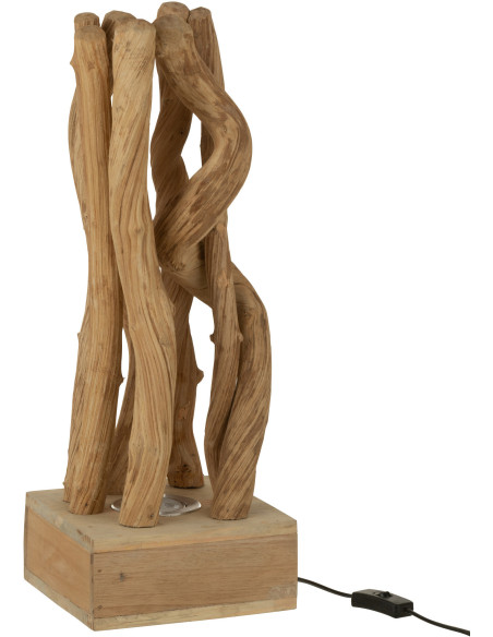 Lampe à poser Carrée en Bois Naturel Ivana J-Line - 1