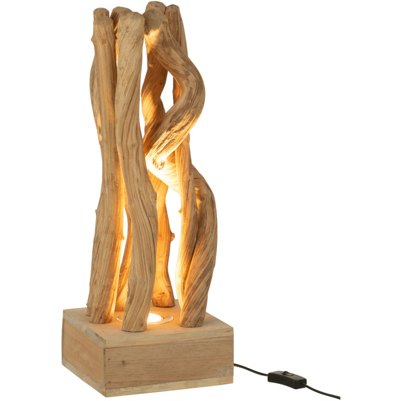 Lampe à poser Carrée en Bois Naturel Ivana J-Line - 2