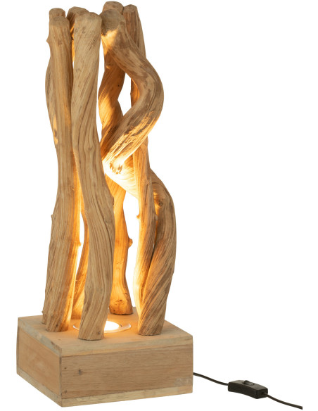 Lampe à poser Carrée en Bois Naturel Ivana J-Line - 2