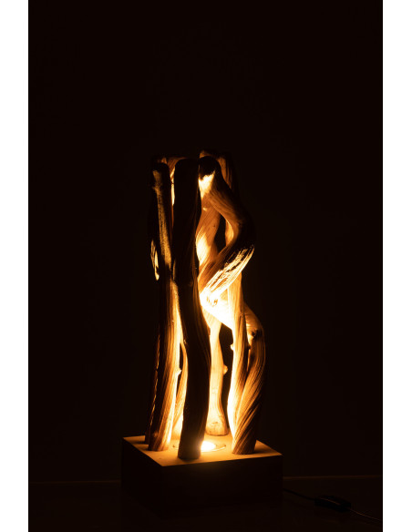 Lampe à poser Carrée en Bois Naturel Ivana J-Line - 3