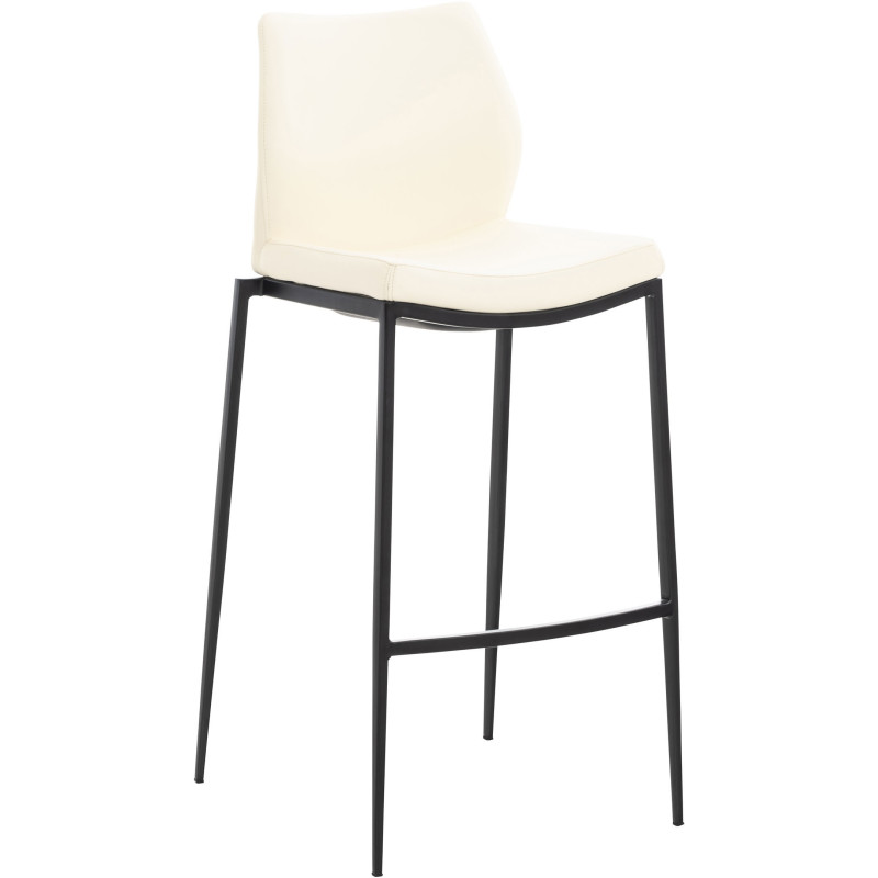 Tabouret de bar Avec dossier Lilian en Polyuréthan Beige Métal Noir Mat - 1