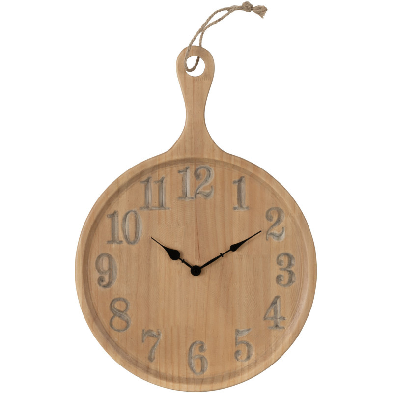 Horloge Murale Ronde Planche à découper Diamètre 40 cm en Bois de pin Naturel Cooky - 1