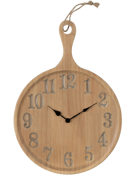 Horloge Murale Ronde Planche à découper Diamètre 40 cm en Bois de pin Naturel Cooky - 1