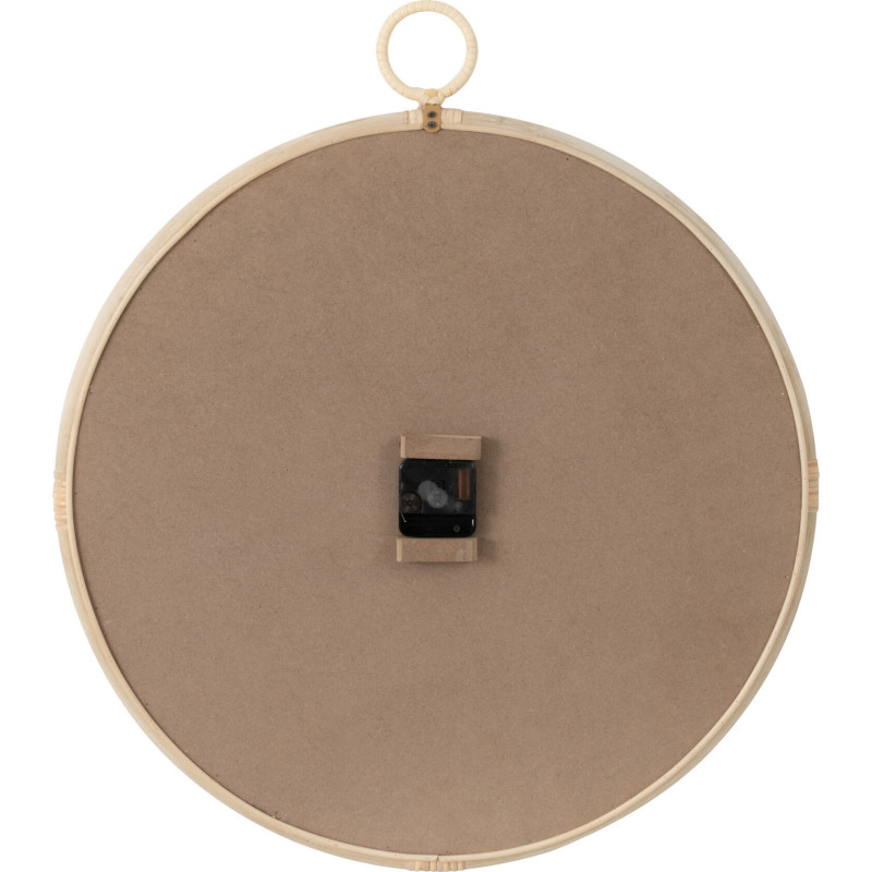 Horloge Murale Ronde Diamètre 55 cm en Rotin Naturel Bois Blanc Kyr - 2