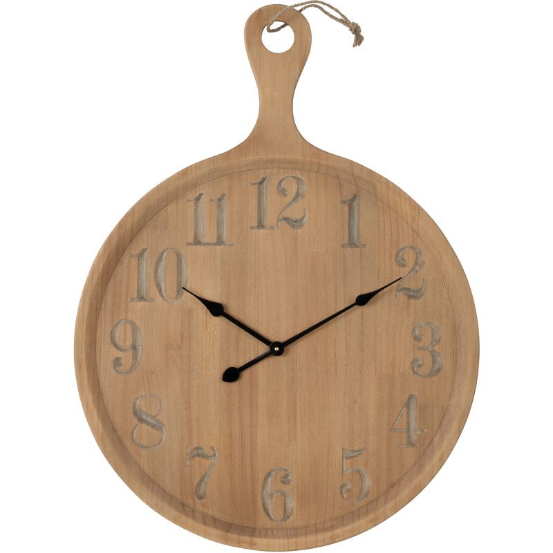 Horloge Murale Ronde XL Planche à découper Diamètre 65 cm en Bois de pin Naturel Cooky - 1