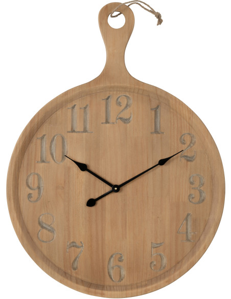 Horloge Murale Ronde XL Planche à découper Diamètre 65 cm en Bois de pin Naturel Cooky - 1