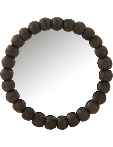 Miroir Mural Rond Boules en Bois Noir Loris - 1