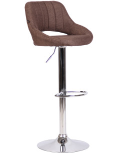 Tabouret de bar réglable pivotant en Tissu Marron Métal Argenté Kelran - 1