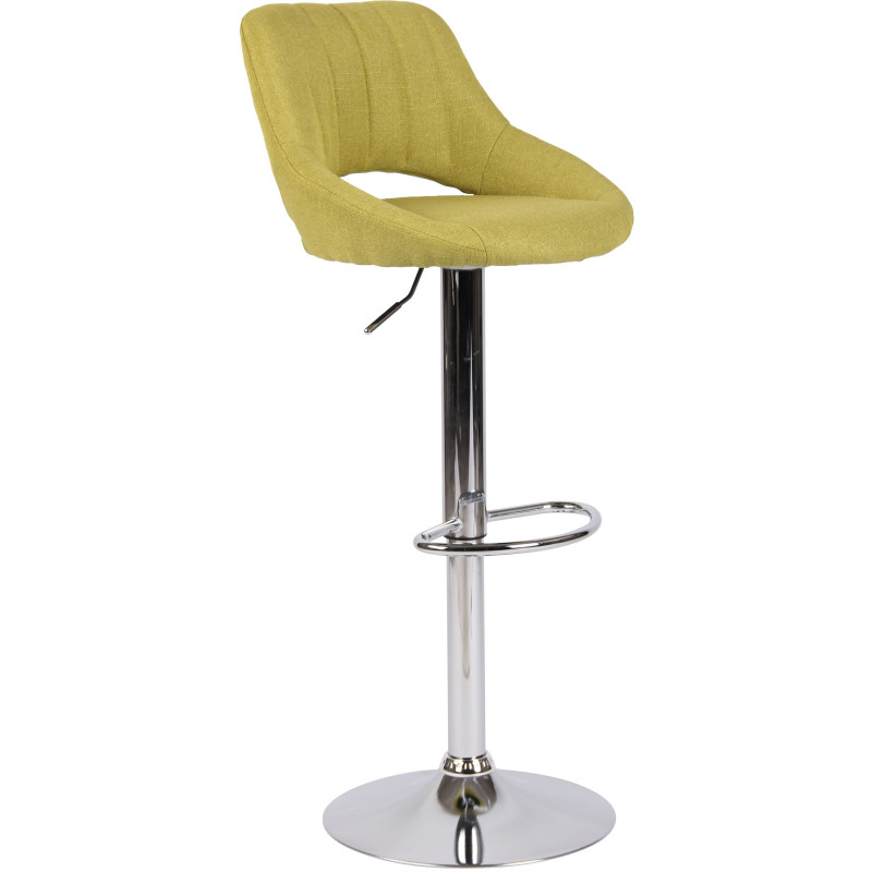 Tabouret de bar réglable pivotant en Tissu Vert Métal Argenté Kelran - 1