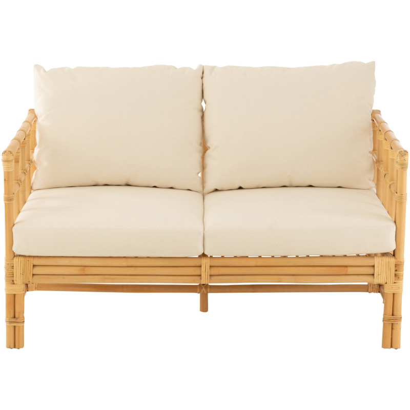 Canapé 2 places en Rotin Naturel Polyester Blanc Élise - 2