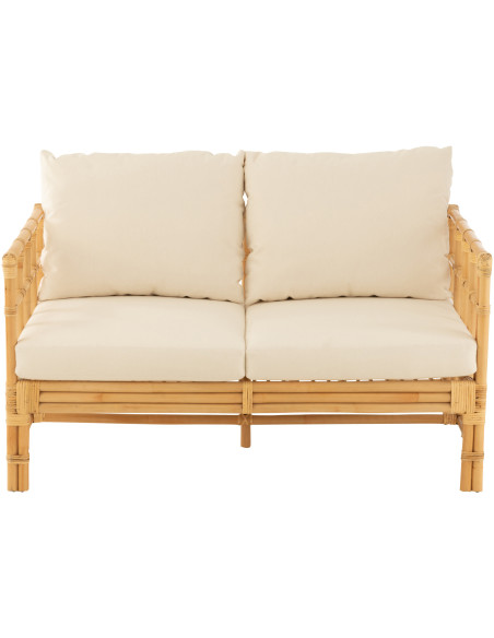 Canapé 2 places en Rotin Naturel Polyester Blanc Élise - 2