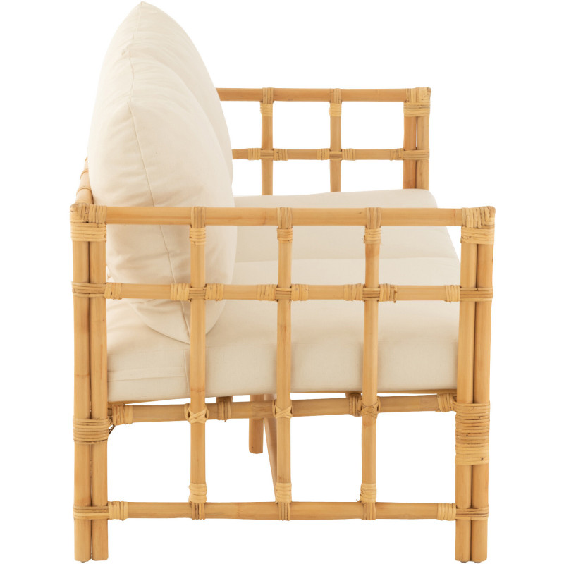 Canapé 2 places en Rotin Naturel Polyester Blanc Élise - 3