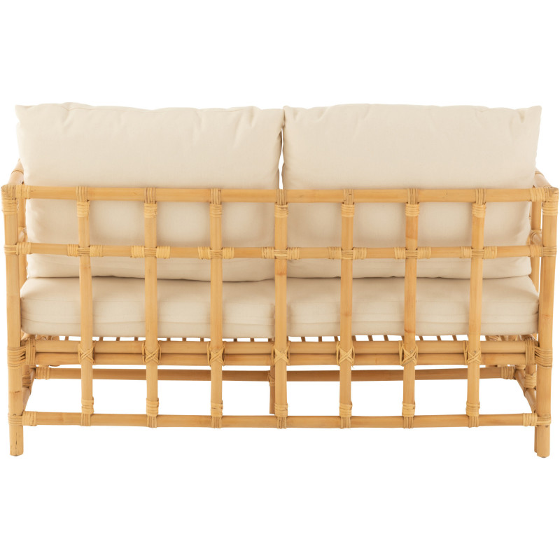 Canapé 2 places en Rotin Naturel Polyester Blanc Élise - 4