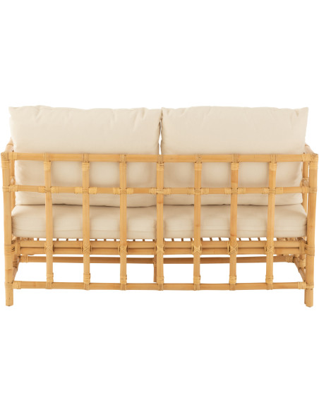 Canapé 2 places en Rotin Naturel Polyester Blanc Élise - 4