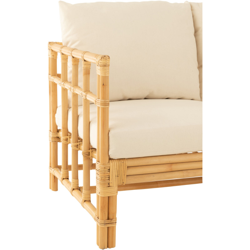 Canapé 2 places en Rotin Naturel Polyester Blanc Élise - 5