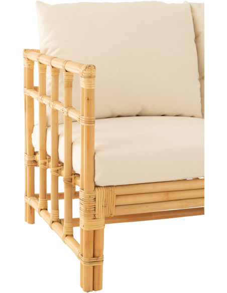 Canapé 2 places en Rotin Naturel Polyester Blanc Élise - 5