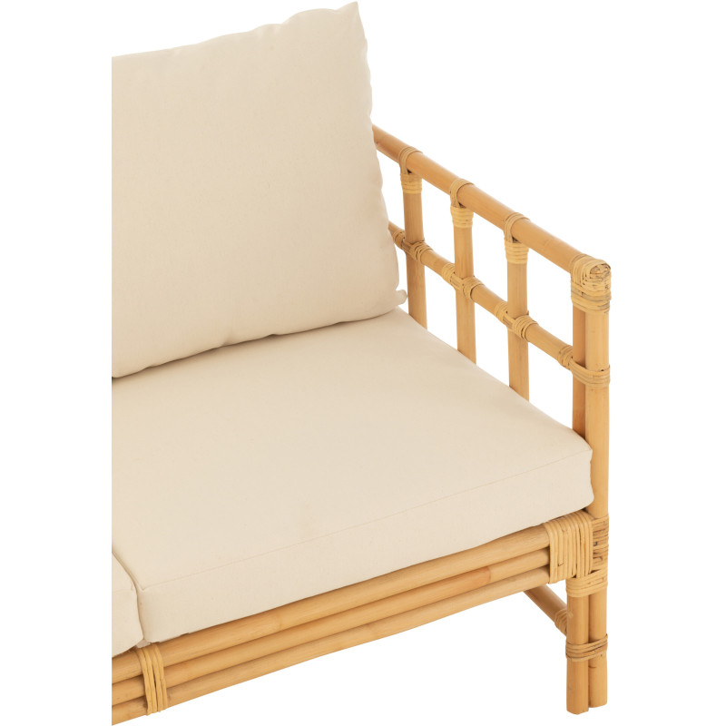 Canapé 2 places en Rotin Naturel Polyester Blanc Élise - 6