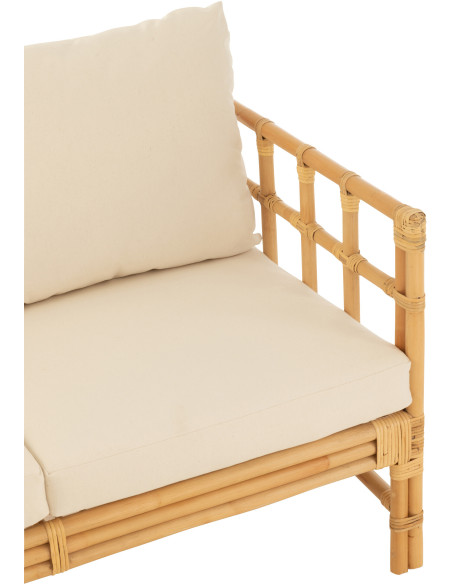 Canapé 2 places en Rotin Naturel Polyester Blanc Élise - 6