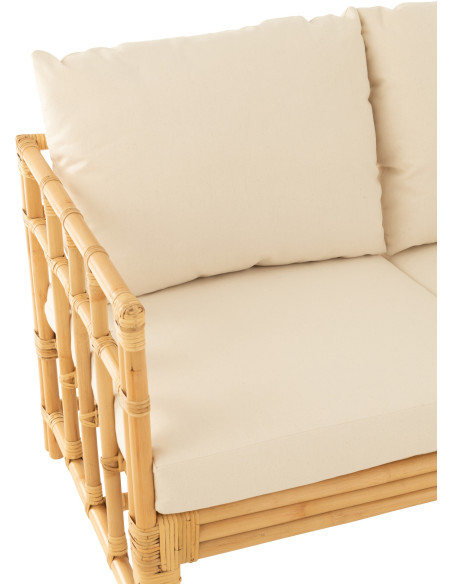 Canapé 2 places en Rotin Naturel Polyester Blanc Élise - 7