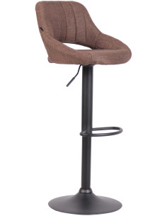 Tabouret de bar réglable pivotant en Tissu Marron Métal Noir Kelran - 1