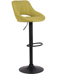 Tabouret de bar réglable pivotant en Tissu Vert Métal Noir Kelran - 1