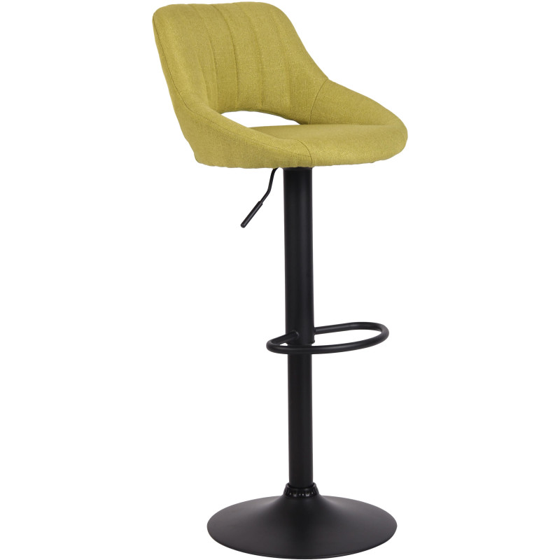 Tabouret de bar réglable pivotant en Tissu Vert Métal Noir Kelran - 1