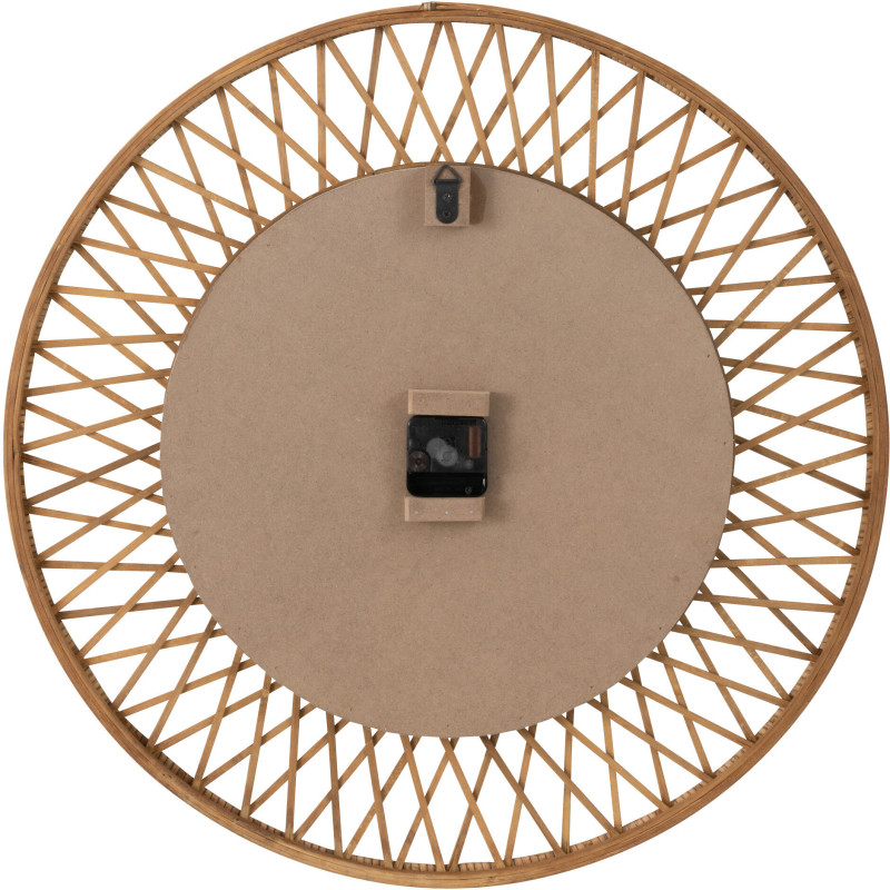 Horloge Murale Ronde XL Diamètre 60 cm en Rotin Naturel Bois Blanc Wonder - 2