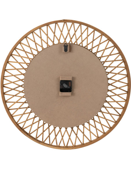 Horloge Murale Ronde XL Diamètre 60 cm en Rotin Naturel Bois Blanc Wonder - 2