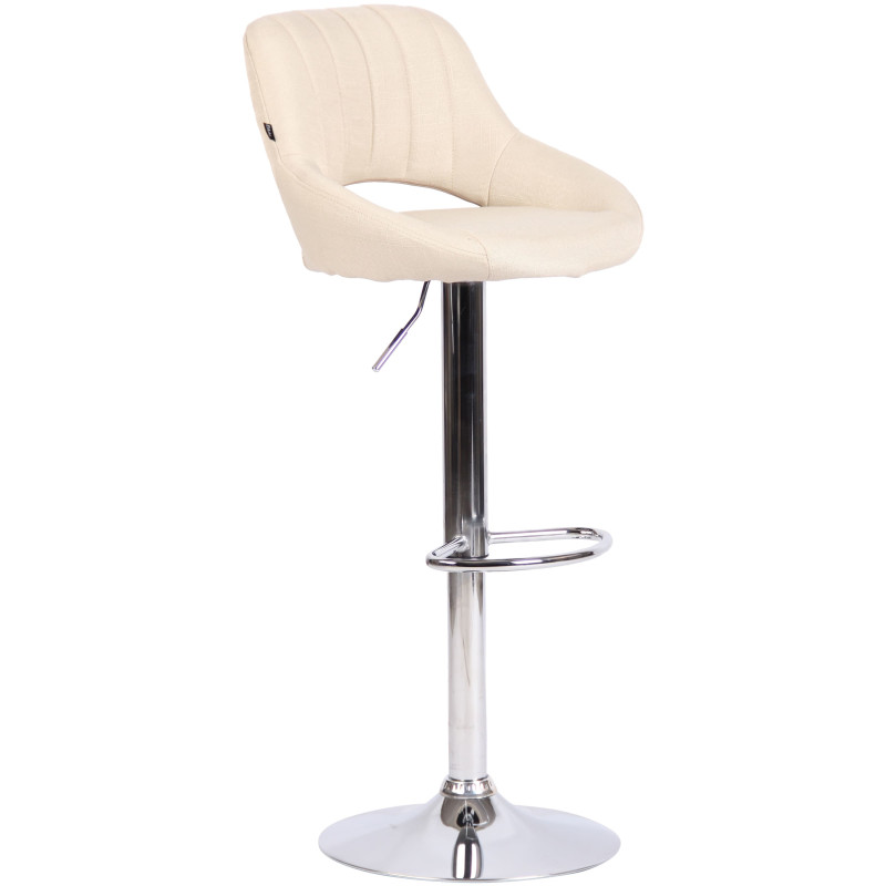 Tabouret de bar réglable pivotant en Tissu Blanc crème Métal Argenté Kelran - 1