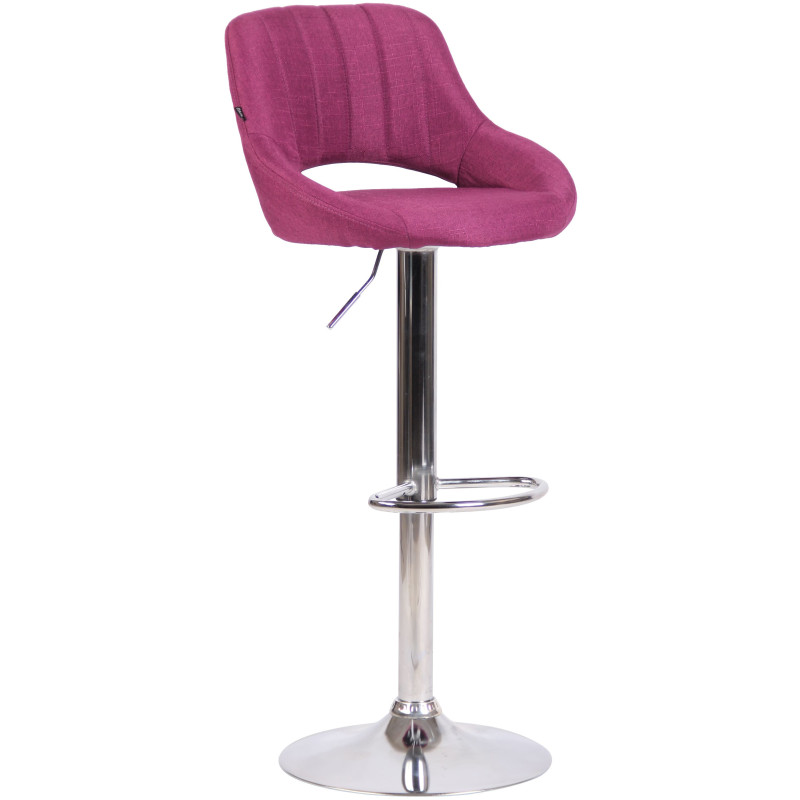 Tabouret de bar réglable pivotant en Tissu Violet Métal Argenté Kelran - 1