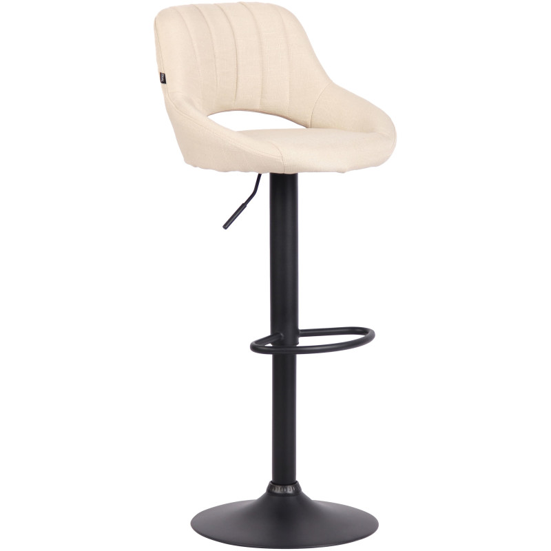 Tabouret de bar réglable pivotant en Tissu Blanc crème Métal Noir Kelran - 1
