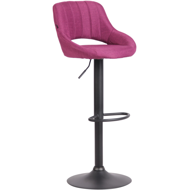 Tabouret de bar réglable pivotant en Tissu Violet Métal Noir Kelran - 1