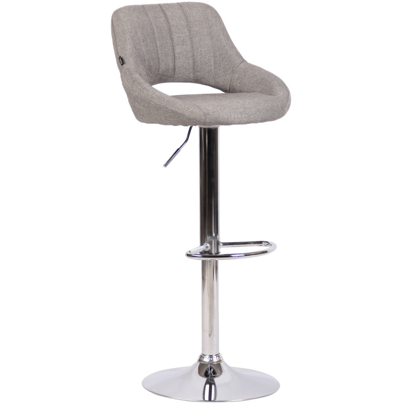 Tabouret de bar réglable pivotant en Tissu Gris Métal Argenté Kelran - 1