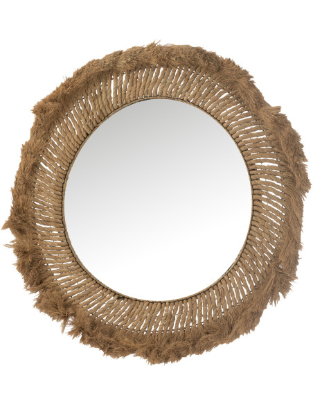 Miroir Mural Rond XL en Herbe Naturel Motif tressé Eliane - 1