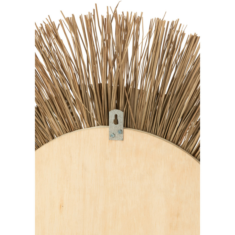 Miroir Mural Rond en Paille Naturel Noir Mélissa - 2